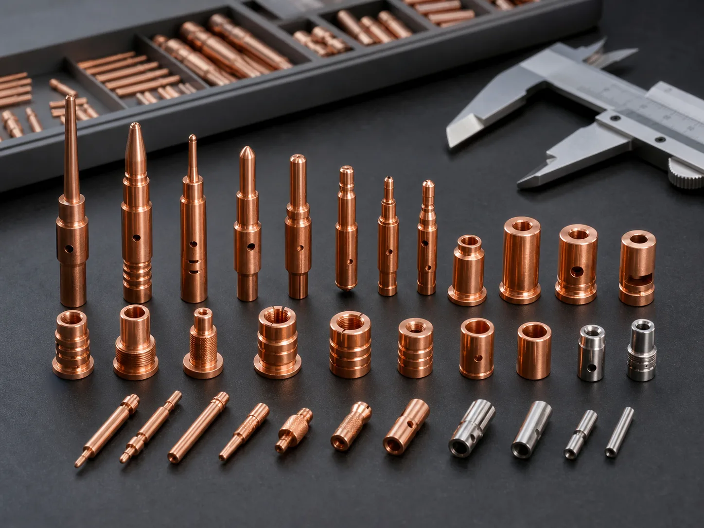 Copper contact pins and inserts for terminal component assemblies