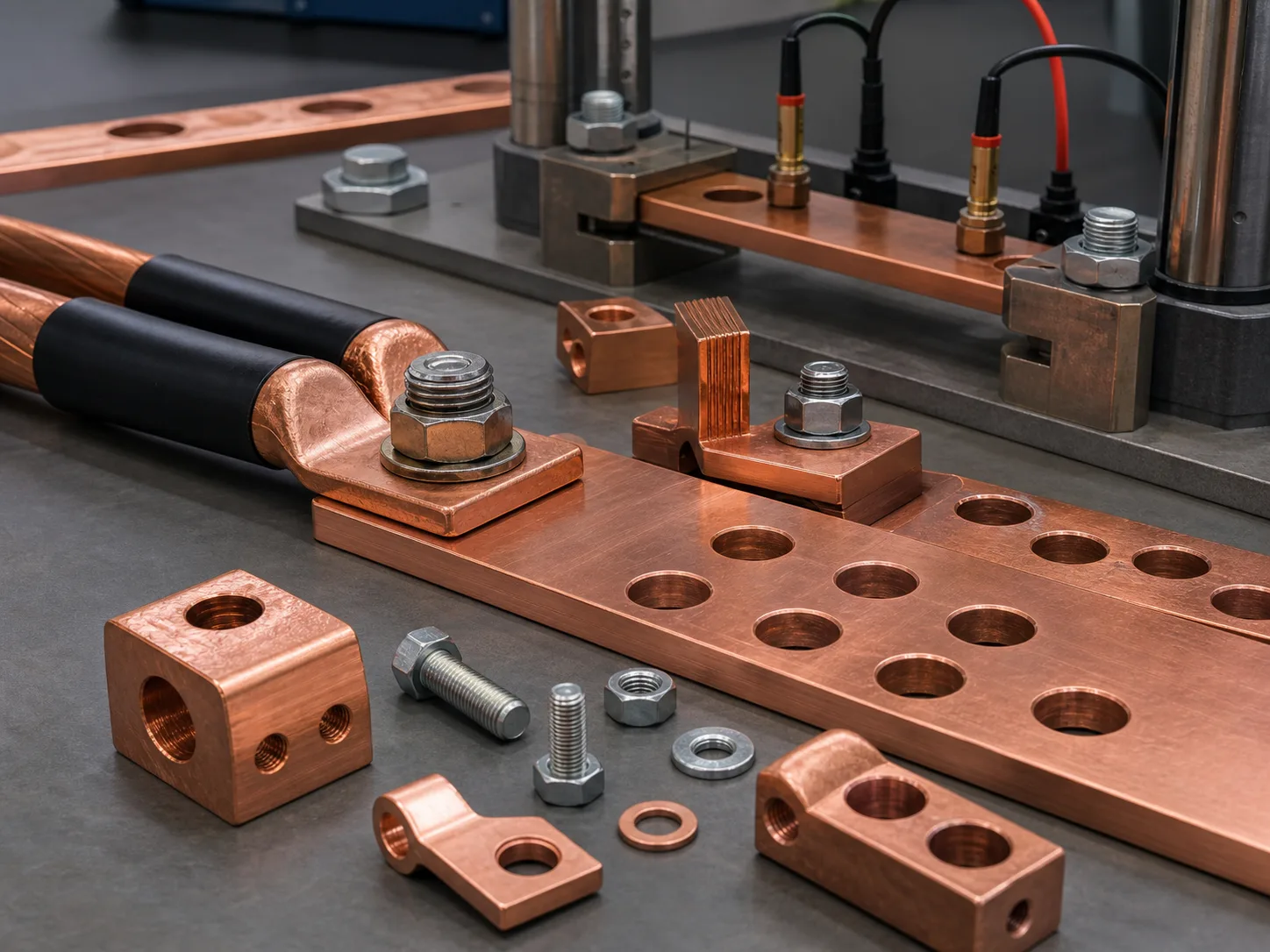 Copper lug and busbar validation setup for current path review