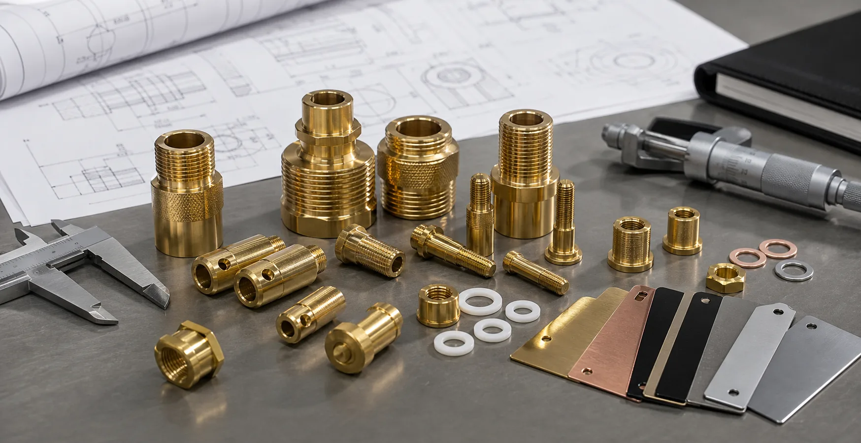 Custom brass component RFQ review with sample parts and drawing notes