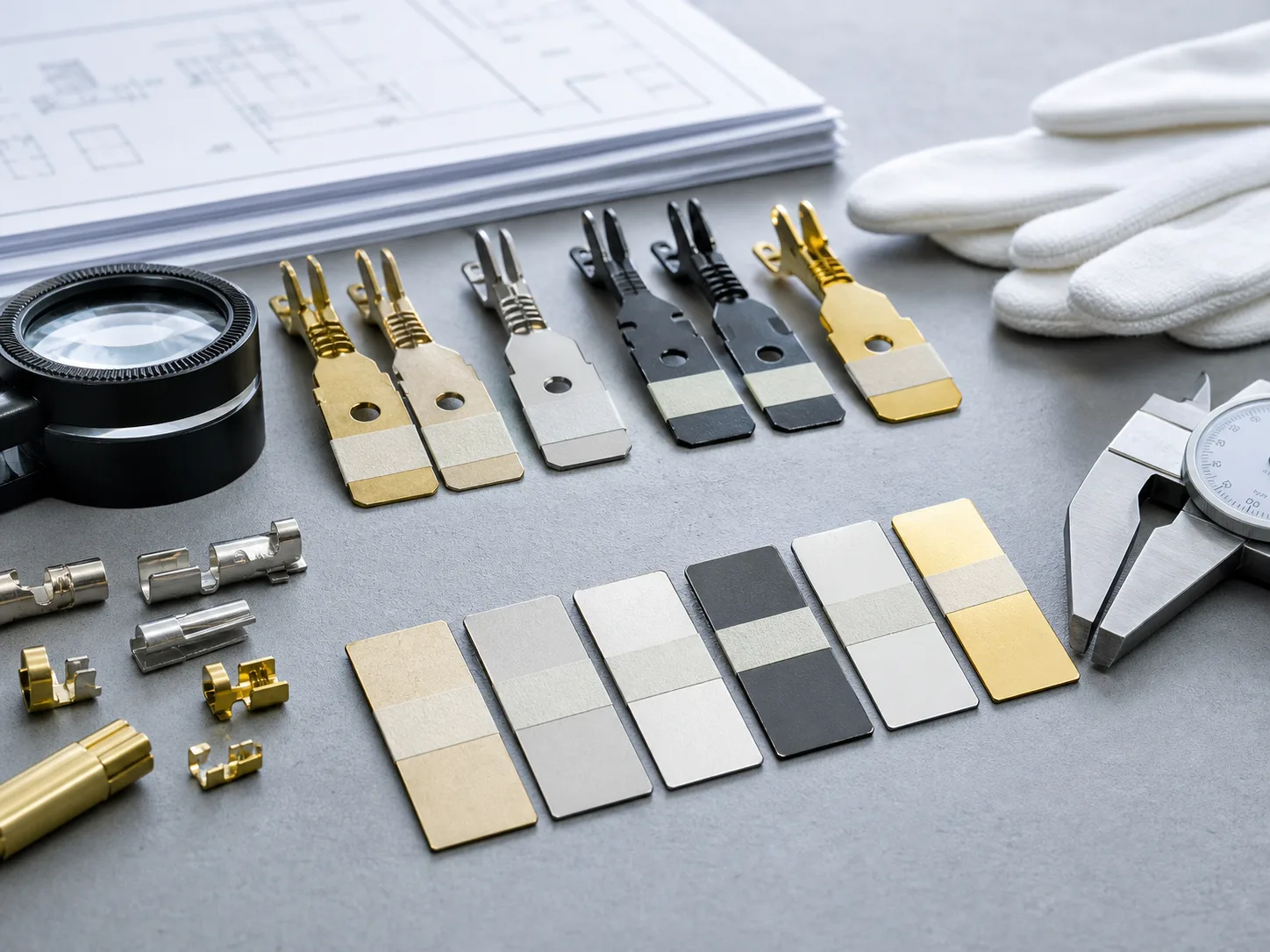 Plated brass contact finish inspection for terminal components